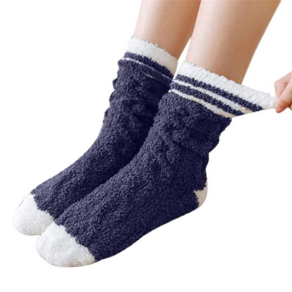 Yuanlong Womens Socks Winter Warm Cozy Fluffy Coral Thermal Slipper Socks Soft Casual Home Sleeping Crew Socks One Size