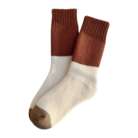 Yuanlong Womens Socks Winter Warm Thick Knitted Crew Socks With Heart Striped Pattern Footwear For Cold Weather Mid Socks