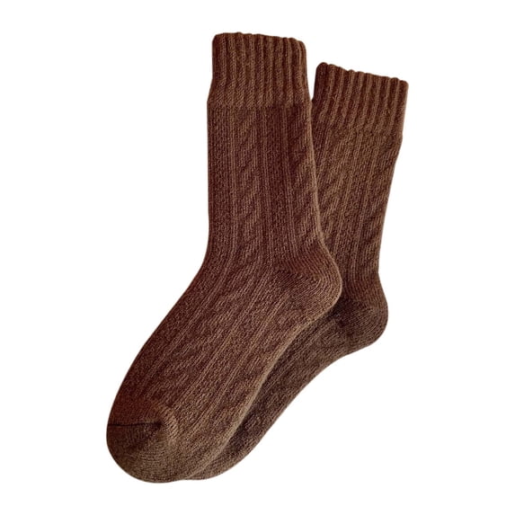 Yuanlong Womens Socks Winter Warm Thick Knitted Crew Socks With Heart Striped Pattern Footwear For Cold Weather Mid Socks