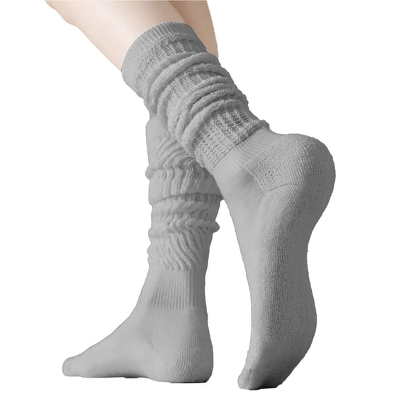 Yuanlong Womens Stockings Solid Ruched Slouchy Knit Stretchk Mid-Calf Socks Comfort Casual Daily Home Lady Slouch Socks