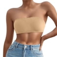 thumbnail image 1 of Yuanlong Womens Strapless Bra Back Hook Wireless Padded Non Stretch Bandeau Bralette Seamless Support Everyday Tube Top Bra, 1 of 5