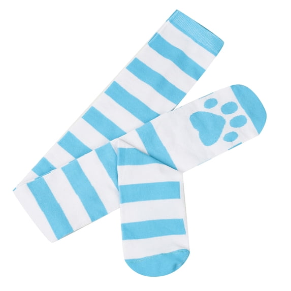 Yuanlong Womens Striped Thigh High Socks Cute Paw Print Over Knee Stockings Party Holiday Fall Winter Casual Socks