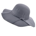 thumbnail image 1 of Yuanlong Womens Sun Hats Solid Bow Decor Wide Brim Floppy Hat British Retro Spring Winter Formal Party Fashion Fedora Cap, 1 of 5