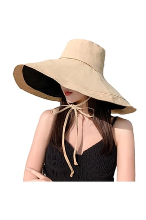 Womens Sun Hats UV Protection Tie Detail Wide Brim Visor Hat Early Spring Summer Beach Wear Comfortable Large Cap