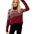 thumbnail image 1 of Yuanlong Womens Sweaters Christmas Snowflakes Print Long Sleeve High Neck Knitwear Winter Holiday Party Warm Sweater Tops, 1 of 8