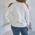 thumbnail image 1 of Yuanlong Womens Sweaters Fashion Solid Off The Shoulder Turtleneck Long Sleeve Sweater Fall Winter Soft Cable Knitted Tops, 1 of 6