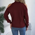 thumbnail image 1 of Yuanlong Womens Sweaters Fashion Solid Off The Shoulder Turtleneck Long Sleeve Sweater Fall Winter Soft Cable Knitted Tops, 1 of 5