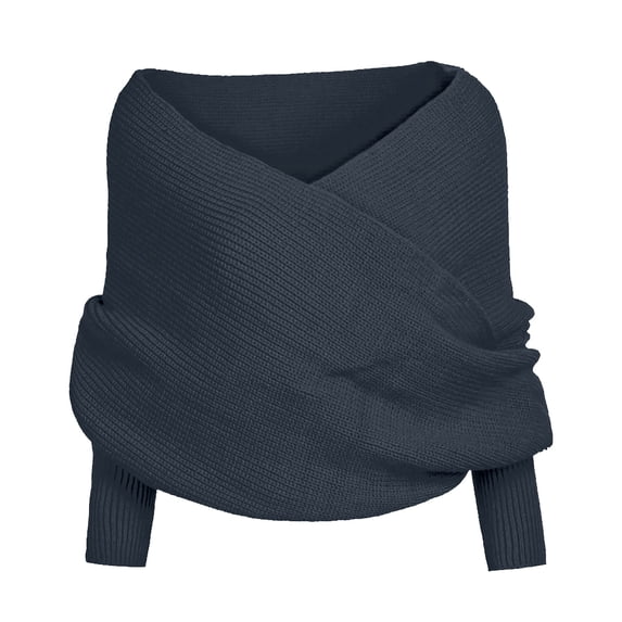 Yuanlong Womens Sweaters Fashion V Shaped Over Off Shoulder Ribbed Pullover Knitwear Autumn Street Layer Wear Plain Tops