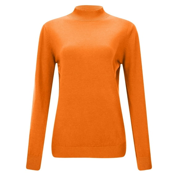 Yuanlong Womens Sweaters Ladies Elegant Long Sleeved Solid Semi Turtleneck Sweater Autumn Winter Warm Soft Pullover Tops
