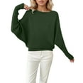 thumbnail image 1 of Yuanlong Womens Sweaters Loose Fit Batwing Sleeve Boat Neck Knit Sweater Fall Winter Steetwear Solid Color Pullover Tops, 1 of 4