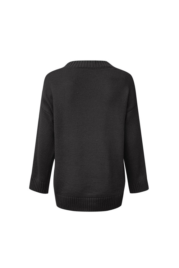 Womens Sweaters Plus Casual Solid Color Long Sleeve V Neck Ribbed Knit Sweater Daily Work Warmth Pullover Tops
