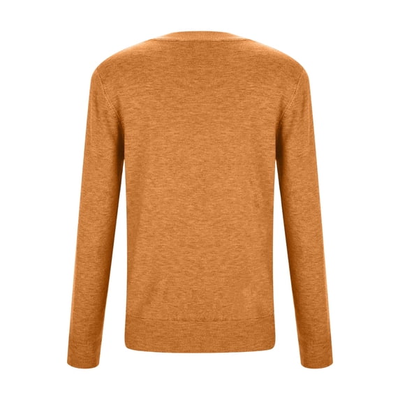 Yuanlong Womens Sweaters Versatile Plain Crewneck Long Sleeved Knitted Sweater Winter Layering Wear Based Pullover Tops