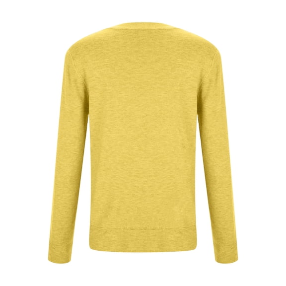Yuanlong Womens Sweaters Versatile Plain Crewneck Long Sleeved Knitted Sweater Winter Layering Wear Based Pullover Tops