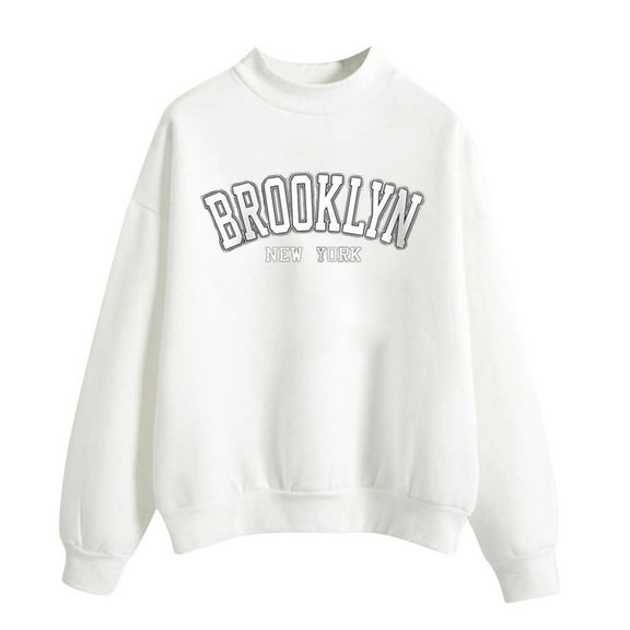 Yuanlong Womens Sweatshirts Athleisure Long Sleeve Bold Letter Graphic Round Neck Sweatshirt Loose Pullover Tops For Women
