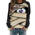 thumbnail image 1 of Yuanlong Womens Sweatshirts Halloween Mummy Eyes Graphic Long Sleeve Pullover Shirt Funny Relaxed Fit Fall Holiday Casual Top, 1 of 6