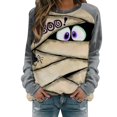 thumbnail image 1 of Yuanlong Womens Sweatshirts Halloween Mummy Eyes Graphic Long Sleeve Pullover Shirt Funny Relaxed Fit Fall Holiday Casual Top, 1 of 6