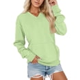 thumbnail image 1 of Yuanlong Womens Sweatshirts Ladies V Neck Long Sleeve Plain Drop Shoulder Sweatshirt Daily Athleisure Tops With Pockets, 1 of 5