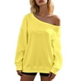 thumbnail image 1 of Yuanlong Womens Sweatshirts Off-Shoulder Plain Long Sleeve Sweatshirt Chic Oversized Slouchy Clothes Loose Pullover Tops, 1 of 5