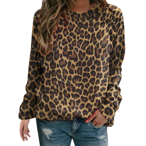 Yuanlong Womens Sweatshirts Oversized Floral Print Crew Neck Long Sleeve Sweatshirt Lady Stylish Streetwear Comfort Tops