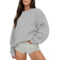 thumbnail image 1 of Yuanlong Womens Sweatshirts Oversized Long Sleeve Round Neck Sweat Shirts Spring Autumn Loose Fit Pollover Hoodie Tops, 1 of 7