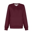 thumbnail image 1 of Yuanlong Womens Sweatshirts Spring Versatile Long Sleeve V Neck Sweatshirt Daily Wear Loose Fit Hoodless Tops With Pocket, 1 of 5