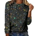 thumbnail image 1 of Yuanlong Womens T-Shirts Colorful Galaxy Pattern Long Sleeve O Neck Tshirts Carnival Spring Wear Lightweight Stylish Tops, 1 of 4