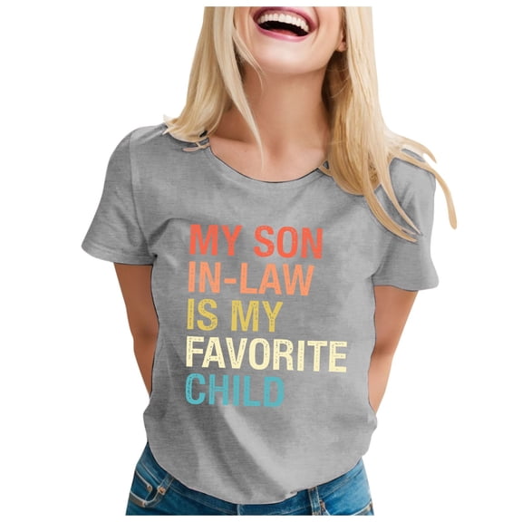 Yuanlong Womens T-Shirts Colorful Letter Pattern Short Sleeve Crew Neck Tee Shirts Spring Daily Lightweight Stylish Tops