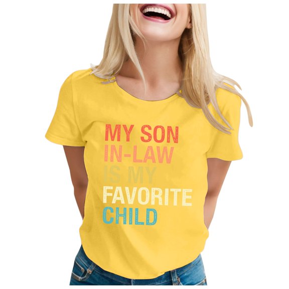 Yuanlong Womens T-Shirts Colorful Letter Pattern Short Sleeve Crew Neck Tee Shirts Spring Daily Lightweight Stylish Tops