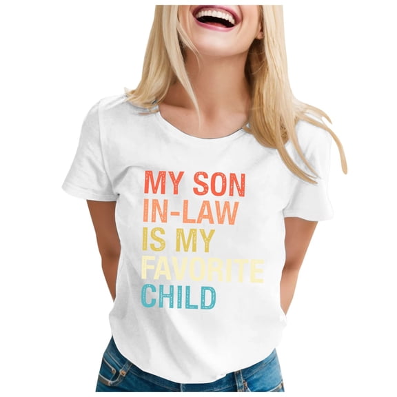 Yuanlong Womens T-Shirts Colorful Letter Pattern Short Sleeve Crew Neck Tee Shirts Spring Daily Lightweight Stylish Tops