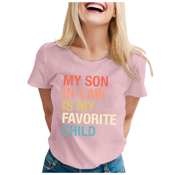 Yuanlong Womens T-Shirts Colorful Letter Pattern Short Sleeve Crew Neck Tee Shirts Spring Daily Lightweight Stylish Tops