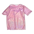 thumbnail image 1 of Yuanlong Womens T-Shirts Iridescent Gradient Shiny Short Sleeve Crewneck Tee Shirts Spring Carnival Trendy Lightweight Tops, 1 of 4