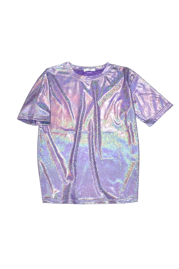 Womens T-Shirts Summer Thin Bright Silk Shiny Crewneck Short Sleeve Tshirt Streetwear Plus Size Lightweight Tops