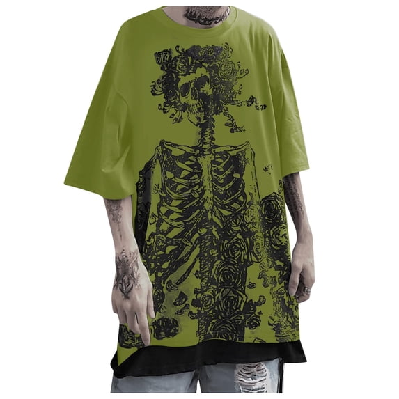 Yuanlong Womens T-Shirts Oversized Short Sleeve Crew Neck Rose Print Tshirts Sumemr Street Personality Stylish Lady Tops