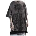 thumbnail image 1 of Yuanlong Womens T-Shirts Oversized Short Sleeve Crew Neck Rose Print Tshirts Sumemr Street Personality Stylish Lady Tops, 1 of 9