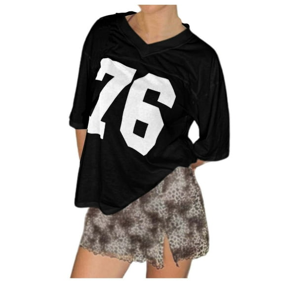 Yuanlong Womens T-Shirts Plus Size Lady 76 Digital Graphic Short Sleeve V-Neck Tee Shirts Streetwear Versatile Cozy Tops