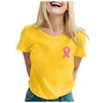 thumbnail image 1 of Yuanlong Womens T-Shirts Regular Short Sleeve Round Neck Ribbon Pattern Tee Shirts Cancer Awareness Blessing Ladies Tops, 1 of 5