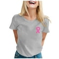 thumbnail image 1 of Yuanlong Womens T-Shirts Regular Short Sleeve Round Neck Ribbon Pattern Tee Shirts Cancer Awareness Blessing Ladies Tops, 1 of 5