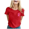 thumbnail image 1 of Yuanlong Womens T-Shirts Regular Short Sleeve Round Neck Ribbon Pattern Tee Shirts Cancer Awareness Blessing Ladies Tops, 1 of 5