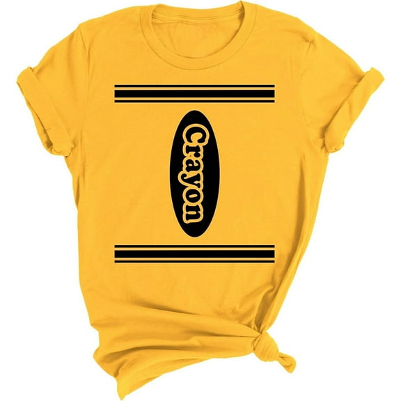 Yuanlong Womens T-Shirts Short Sleeve Crayon Letter Graphic Hem Tie Crewneck Tee Shirt Summer Ladies Casual Tshirts Tops