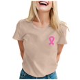 thumbnail image 1 of Yuanlong Womens T-Shirts Short Sleeved Ribbon Pattern Tee Loose Tshirts Breast Cancer Awareness Blessing Meaningful Tops, 1 of 5
