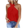 thumbnail image 1 of Yuanlong Womens T-Shirts Sleeveless Halterneck Off Shoulder Solid Tshirts Summer Party Stylish Fitted Tee Tops For Ladies, 1 of 7