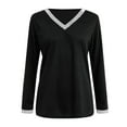 thumbnail image 1 of Yuanlong Womens T-Shirts V Neck Rhinestone Trimmed Tshirts Elegant Evening & Formal Event Spring Chic Lady Clothes, 1 of 4