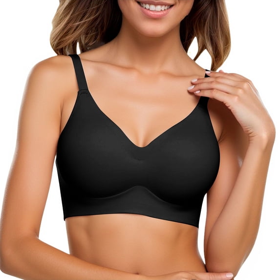 Yuanlong Womens T-shirt Bra Seamless Molded Wireless Bralette Padded Stretch Adjustable Strap Smooth Comfort Daily Bra