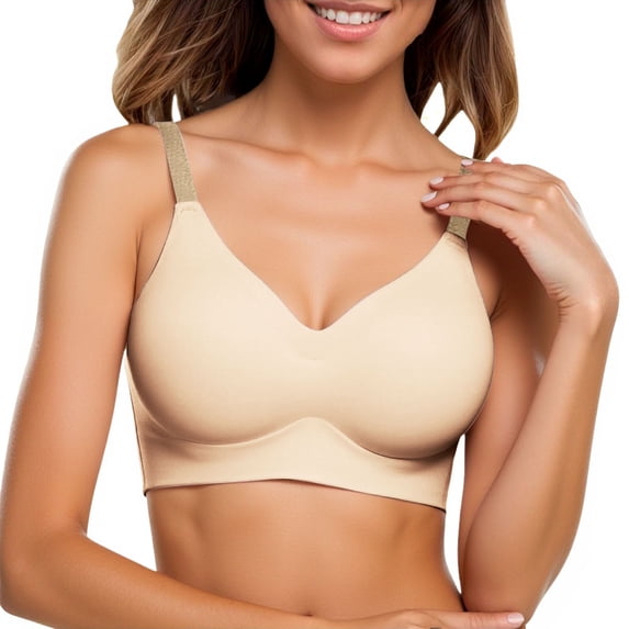 Yuanlong Womens T-shirt Bra Seamless Molded Wireless Bralette Padded Stretch Adjustable Strap Smooth Comfort Daily Bra