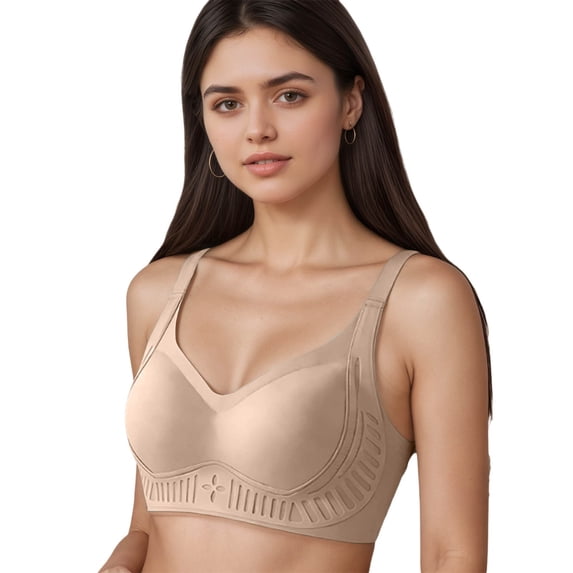 Yuanlong Womens T-shirt Bras Padded Soft Lift Seamless Bra Full Coverage Side Support Wireless Smoothing Comfort Everyday Bra