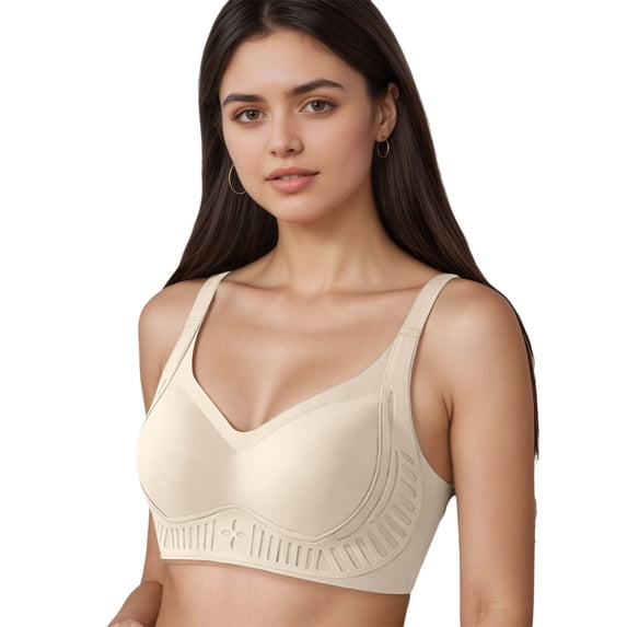 Yuanlong Womens T-shirt Bras Padded Soft Lift Seamless Bra Full Coverage Side Support Wireless Smoothing Comfort Everyday Bra