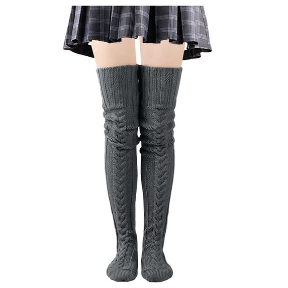 Yuanlong Womens Thigh High Socks Cable Knit Over The Knee Boot Socks Stretchy Warm Long Hosiery Casual Winter Leg Socks