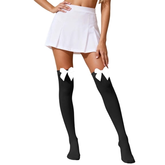 Yuanlong Womens Thigh-High Stockings Solid 3D Bow Over The Knee Socks Stretchy Elegant Legwear For Valentine'S Day & Daily