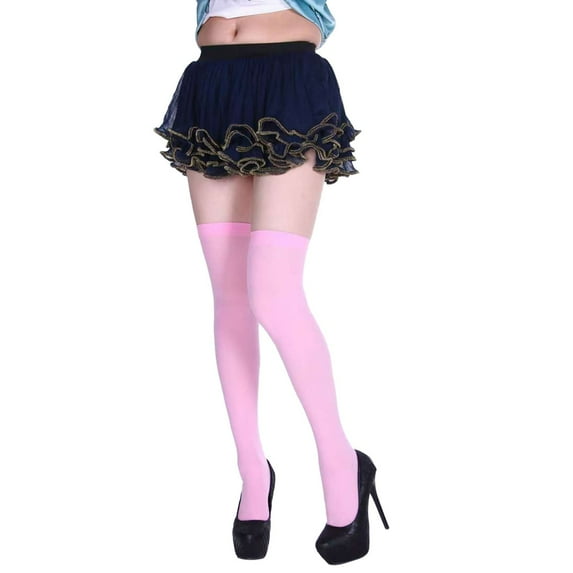 Yuanlong Womens Thigh-High Stockings Solid Color Sheer Over-The-Knee Socks Stretchy Stylish Valentine'S Day Lady Long Socks