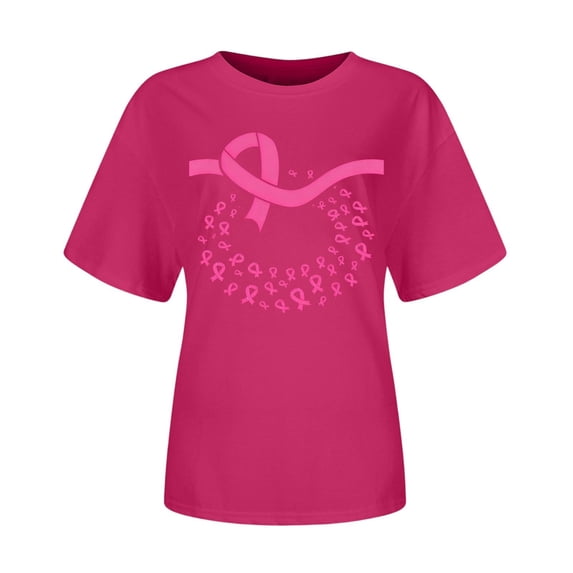Yuanlong Womens Tshirts Cancer Awareness Print Short Sleeve Round Neck Tops Stylish Daily Activities Tee Shirts